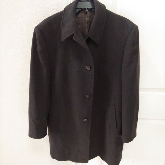 Cardinal Of Canada Wool BlenOvercoat Men 46R Black Luxury Coat Button Up - Picture 1 of 10